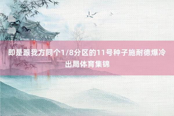 即是跟我方同个1/8分区的11号种子施耐德爆冷出局体育集锦