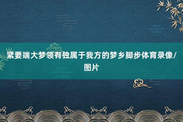 紧要端大梦领有独属于我方的梦乡脚步体育录像/图片
