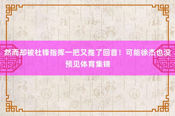 然而却被杜锋指挥一把又推了回首！可能徐杰也没预见体育集锦