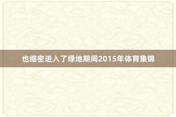 也细密进入了绿地期间2015年体育集锦