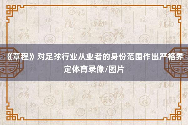 《章程》对足球行业从业者的身份范围作出严格界定体育录像/图片